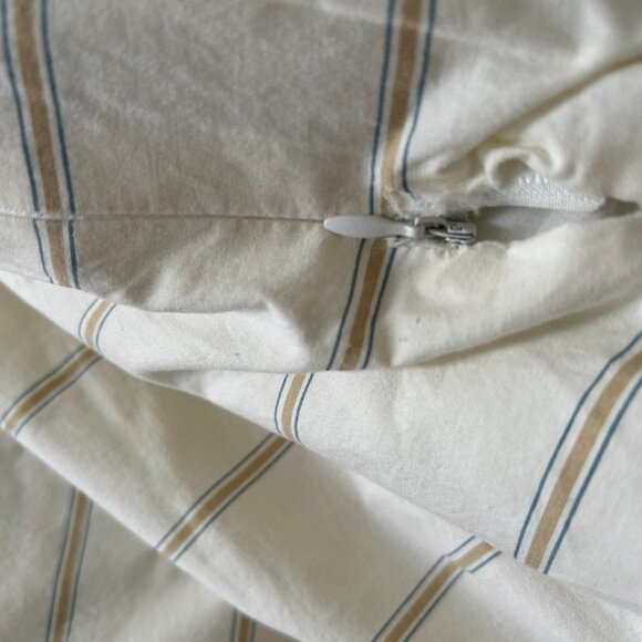 Duvet Cover Queen Size 100% Cotton Blue Cream Gold Floral Reversable - Picture 6 of 8